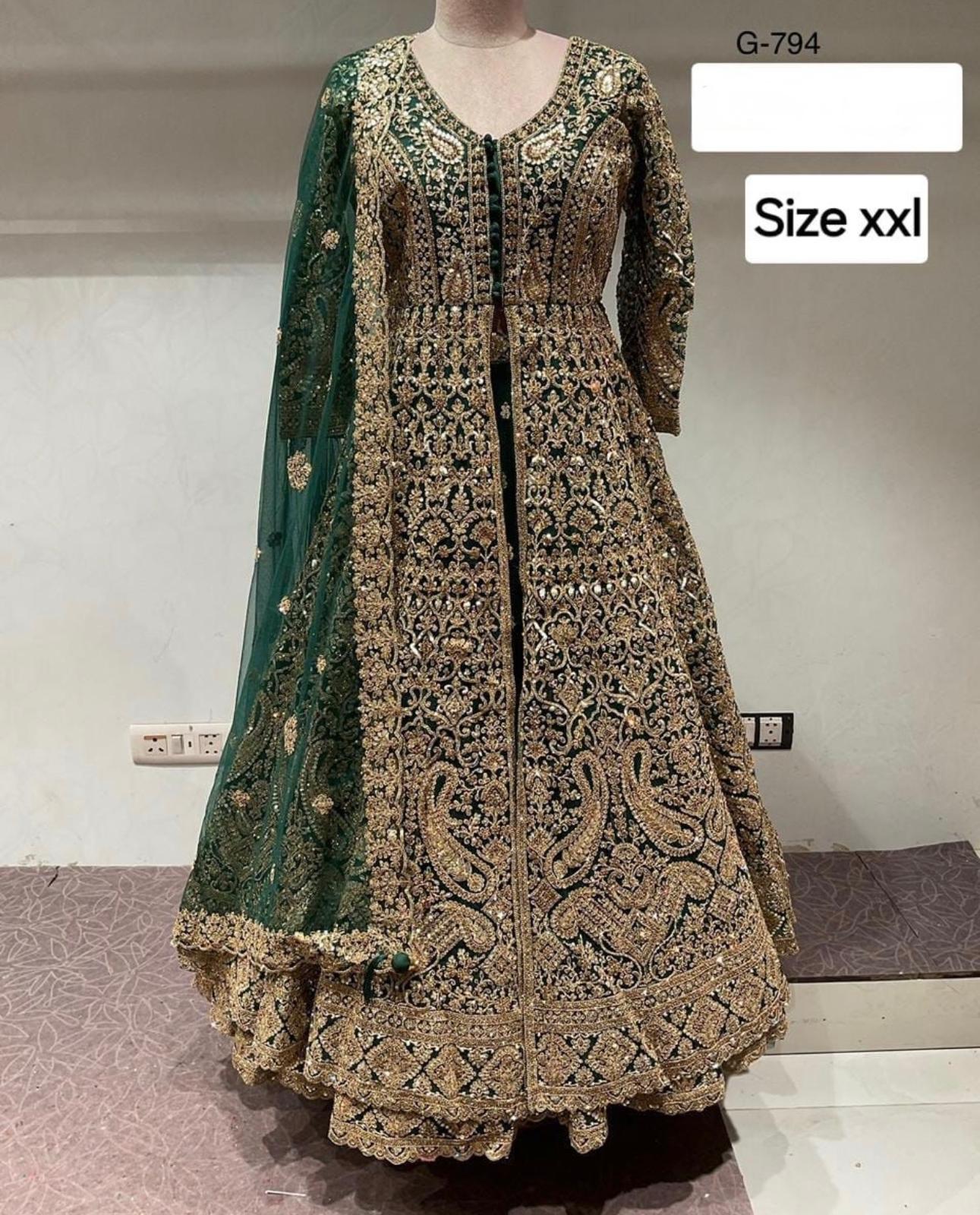 Beautiful designer bridal  long top lengha front slit