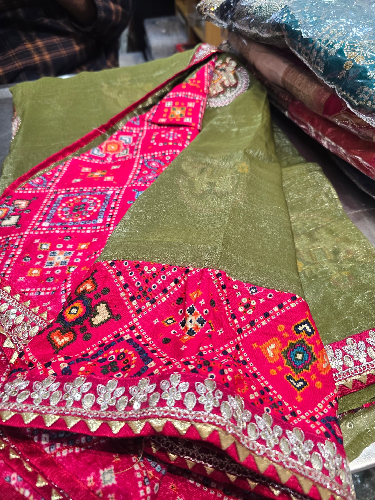 Beautiful designer Jimmy Choo bandhani saree