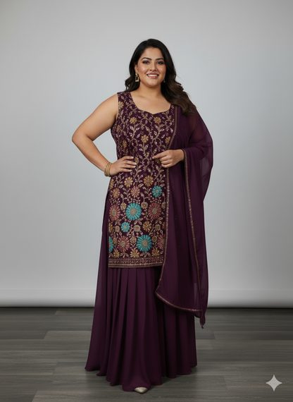 Beautiful designer plus size plazo suit
