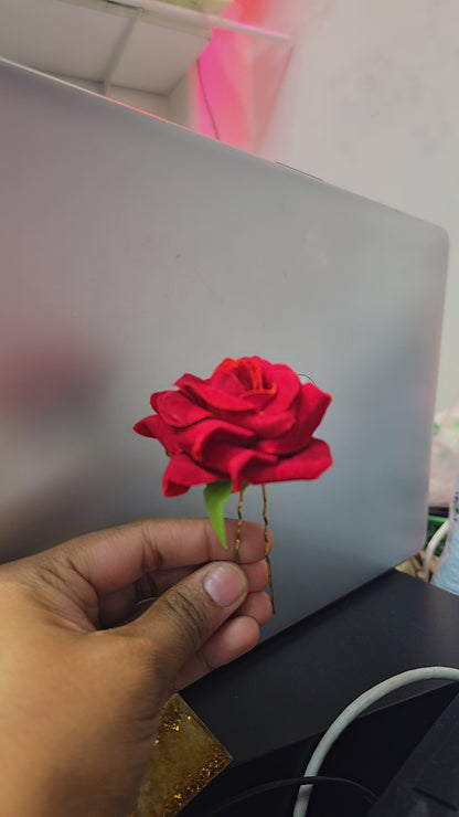 Rose hair bun pin