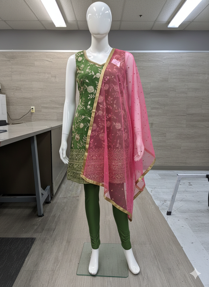 Beautiful designer straight suit with Churidar