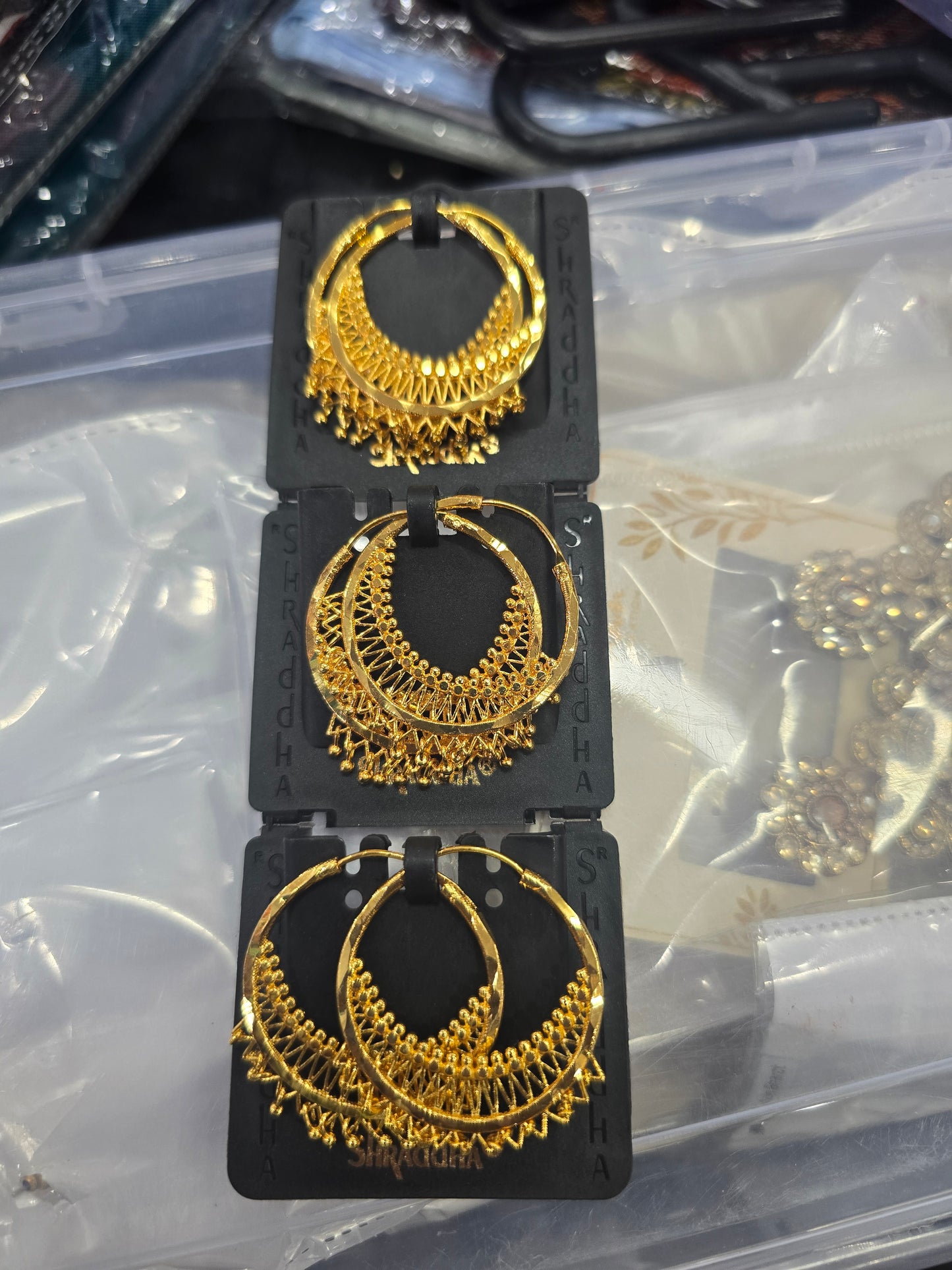 Beautiful designer daily wear bali hoops earrings