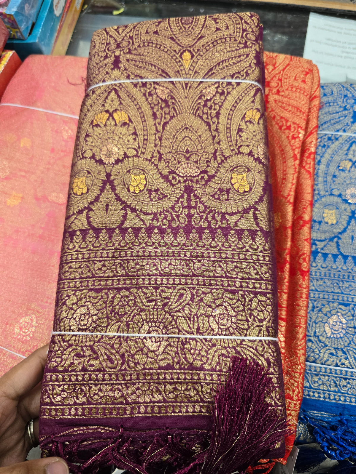 Beautiful designer silk saree with gold zari work