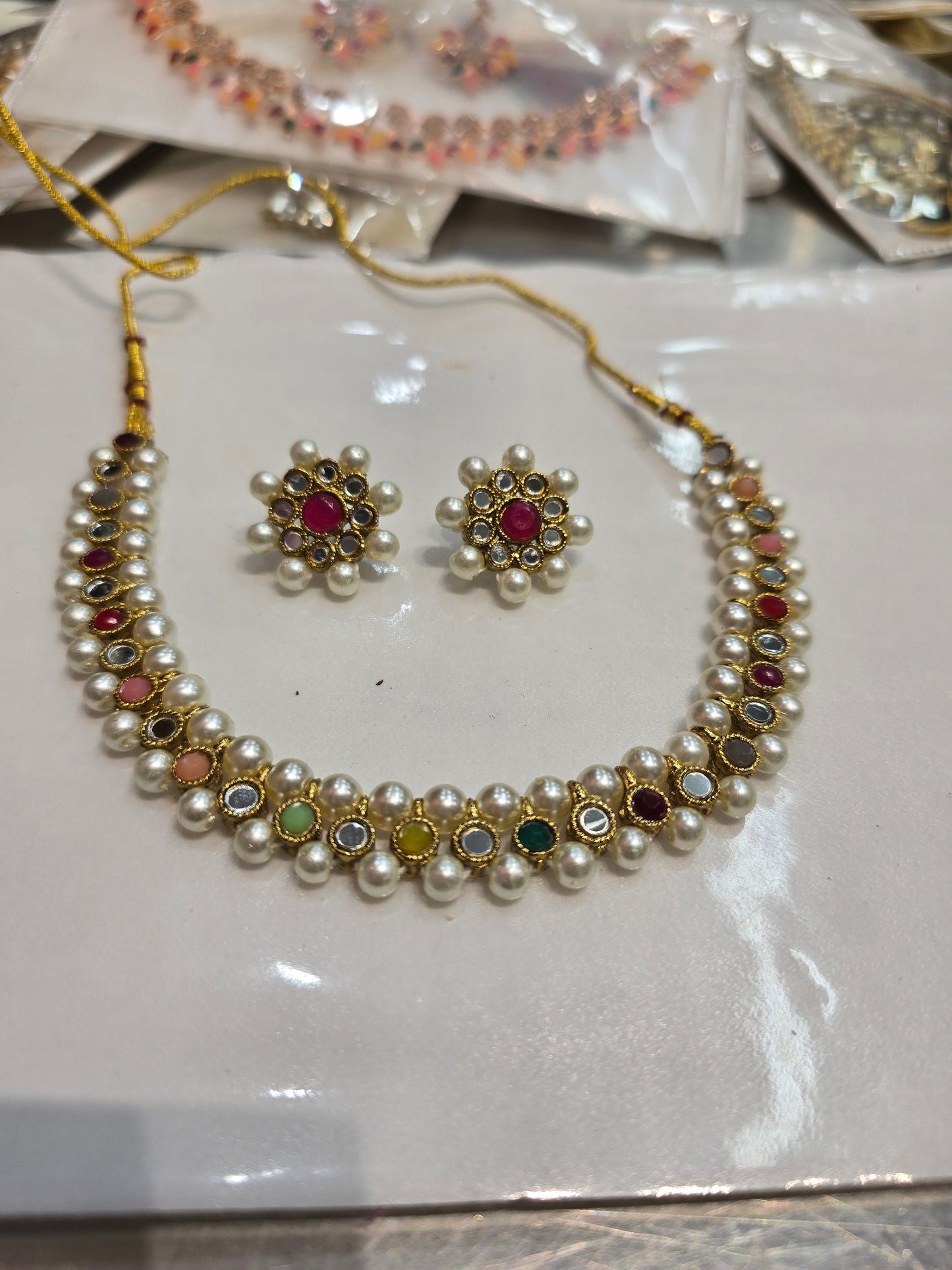 Beautiful designer necklace set with matching studs earrings