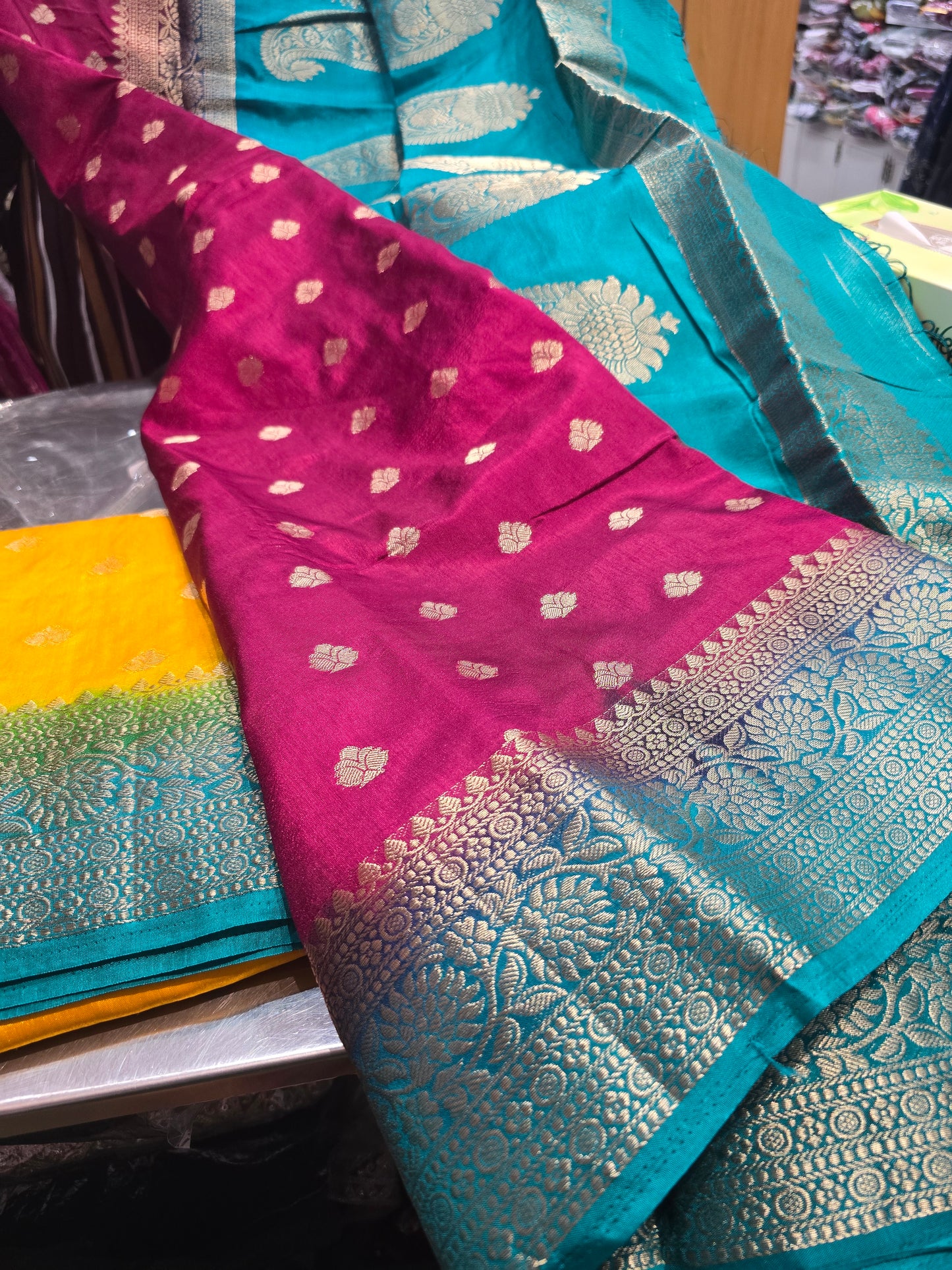 Beautiful designer temple silk saree