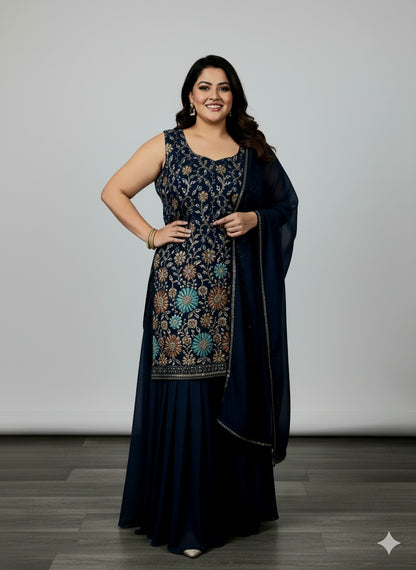 Beautiful designer plus size plazo suit