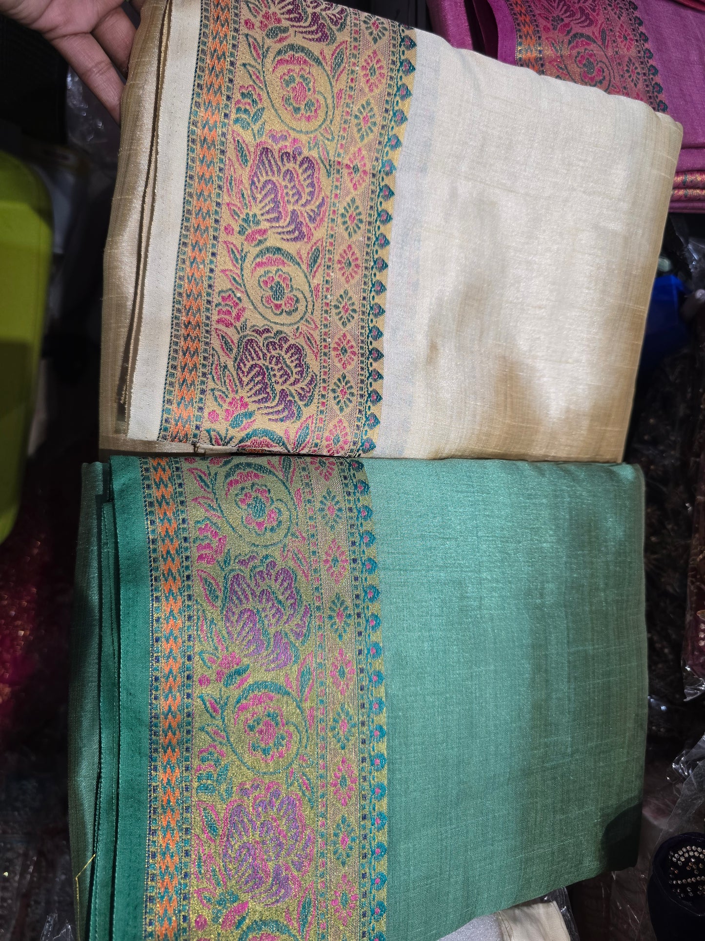 Beautiful designer temple silk saree