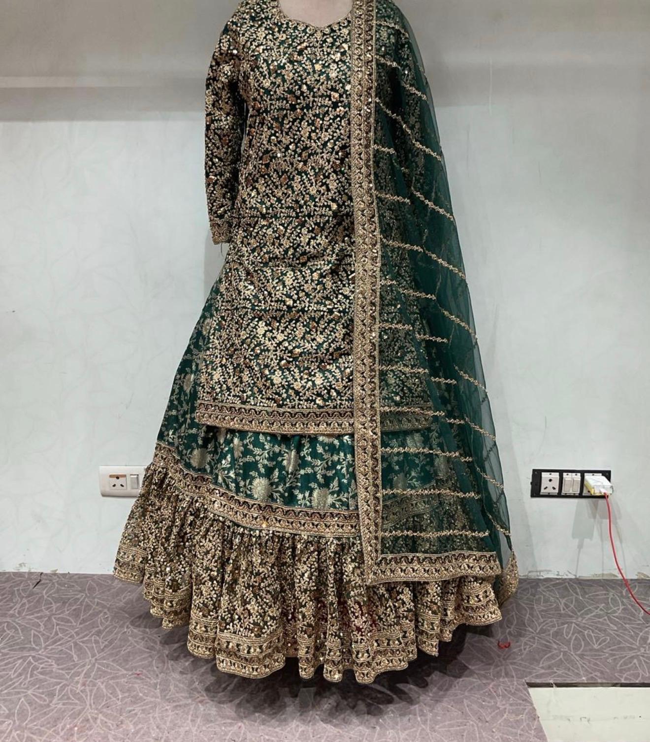 Beautiful designer long top lengha suit
