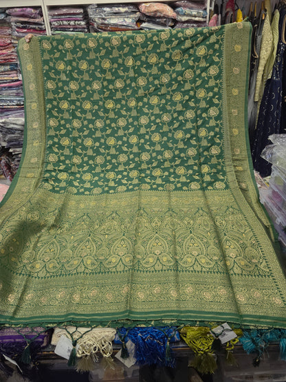 Beautiful designer silk saree with gold zari work
