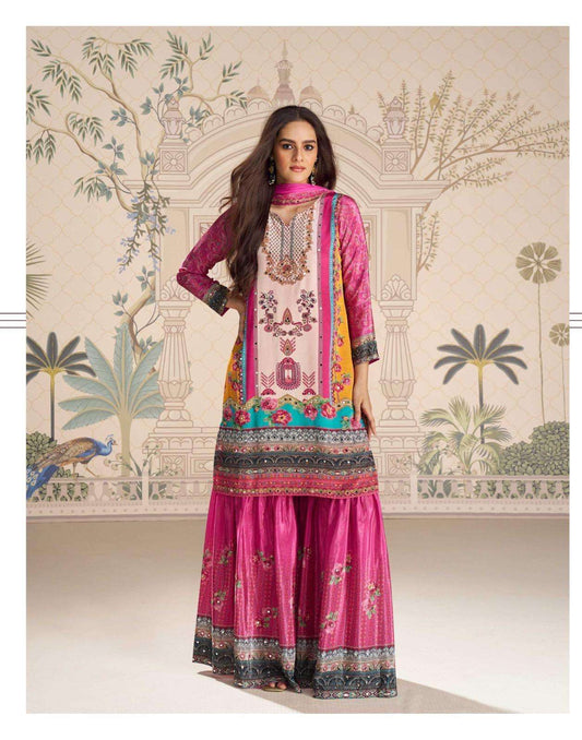 Beautiful designer printed sharara suit