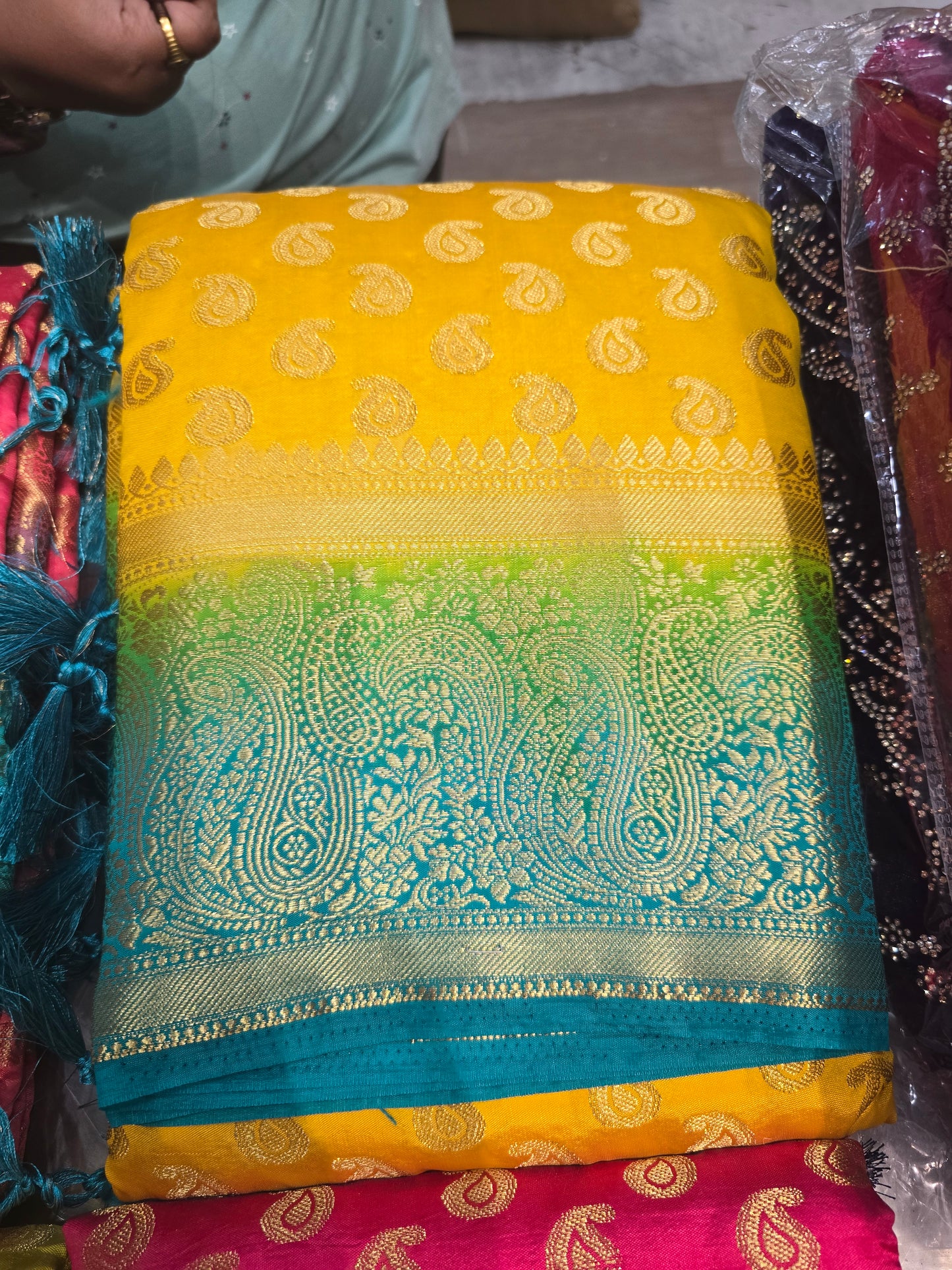 Beautiful designer temple silk saree