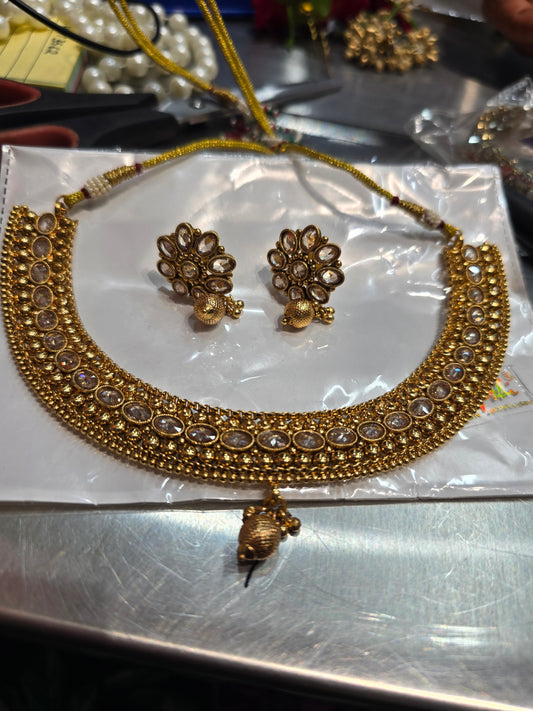 Beautiful designer polki necklace set