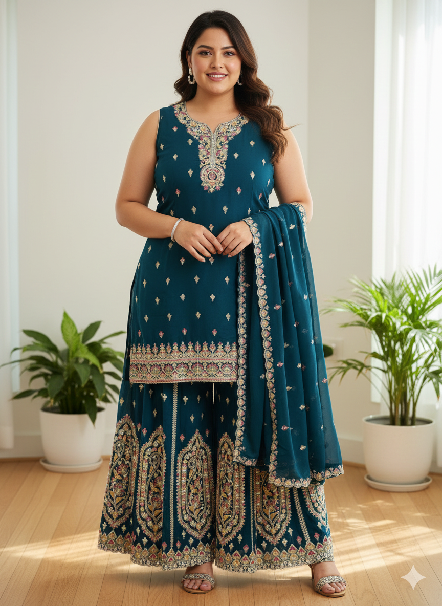 Beautiful designer plazo suit