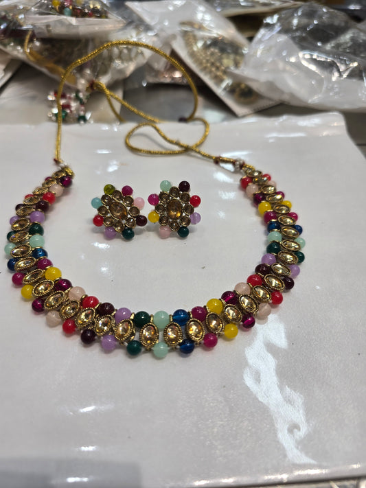 Beautiful designer necklace set with matching studs earrings