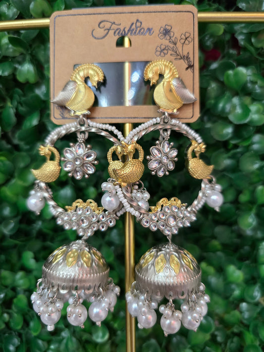 Beautiful designer peacock brass earrings