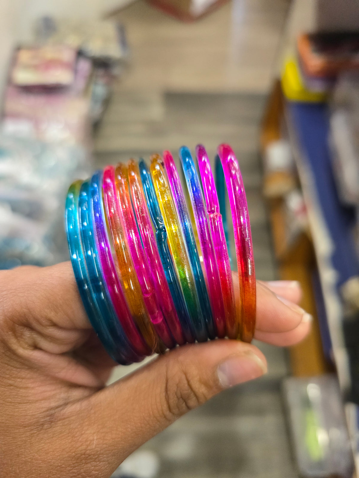 Beautiful designer multicoloured jelly glass bangles