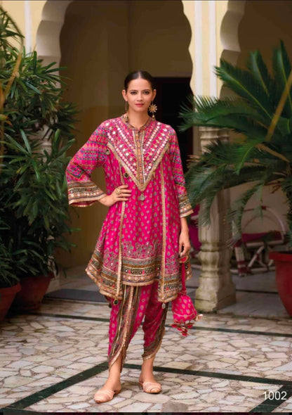 Beautiful designer Party Wear Heavy Chinon Indo Western Designer Dhoti Suit