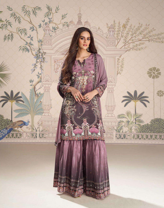 Beautiful designer printed sharara suit