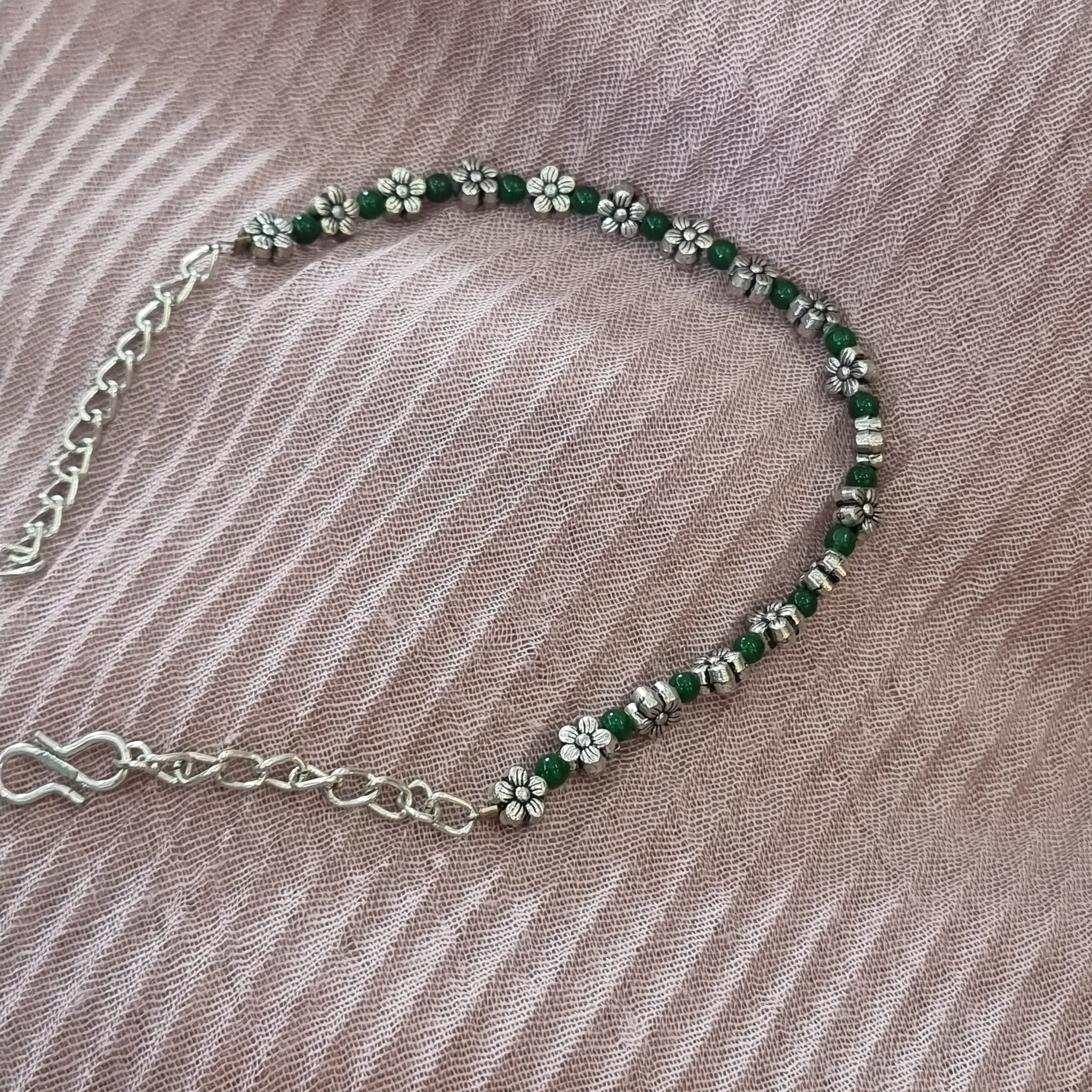Beautiful designer green beads anklets for kids or young girls