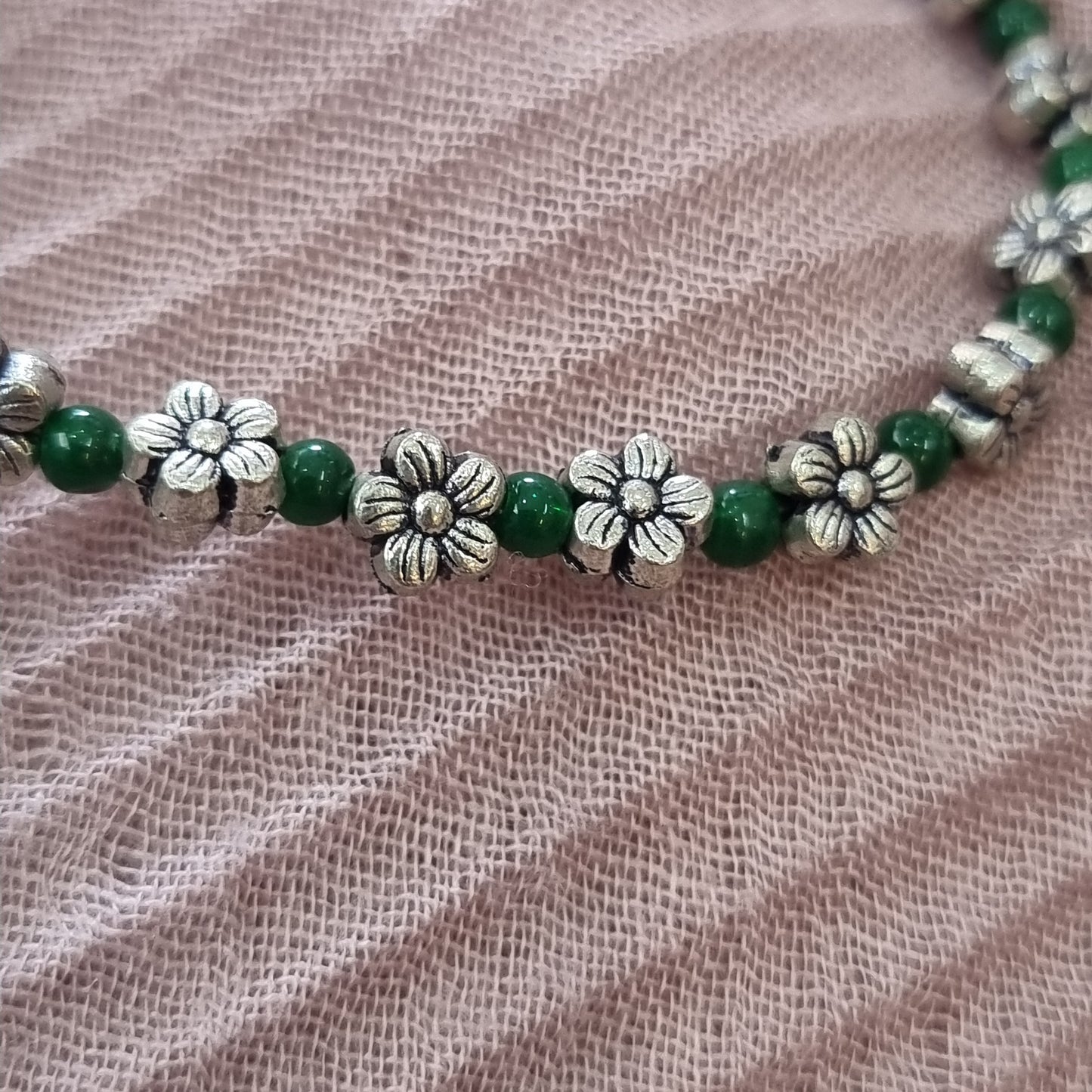 Beautiful designer green beads anklets for kids or young girls