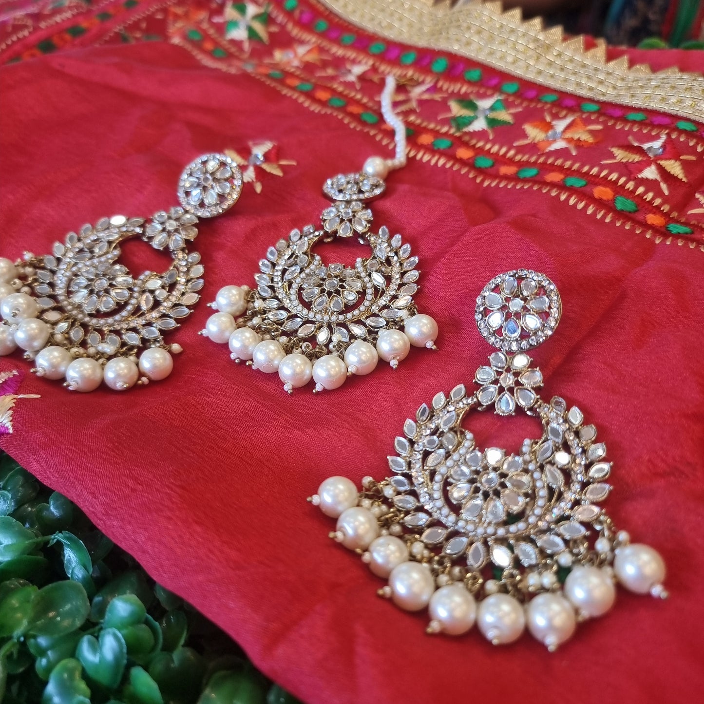 Beautiful designer mirror earrings tikkah