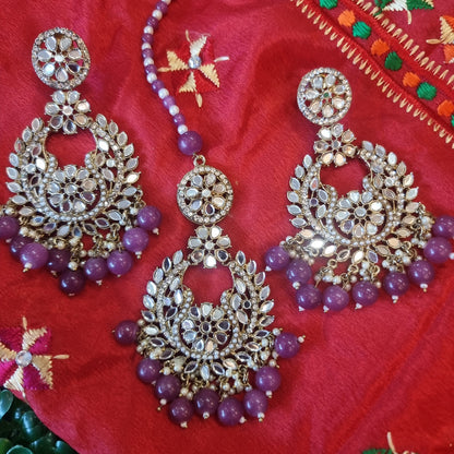 Beautiful designer mirror earrings tikkah