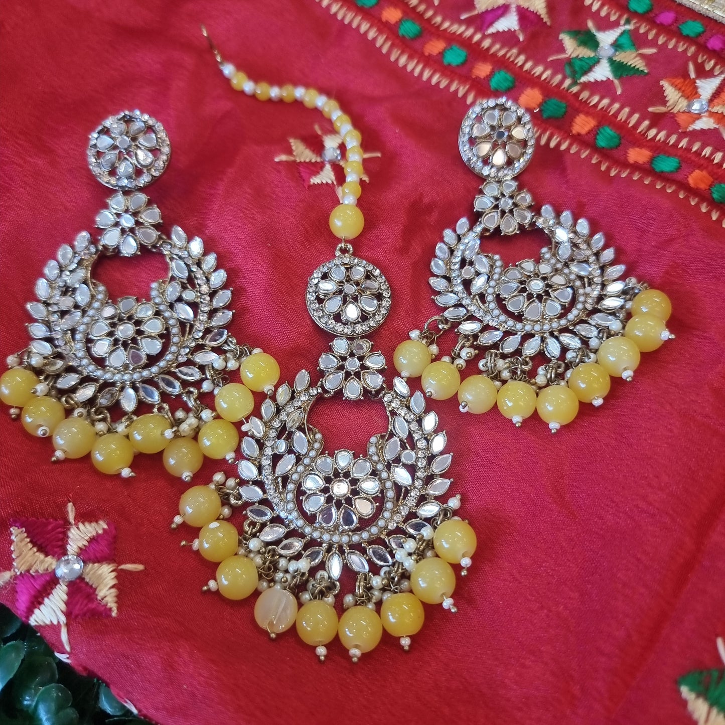 Beautiful designer mirror earrings tikkah