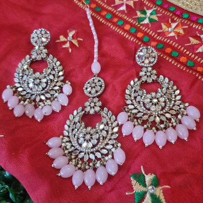 Beautiful designer mirror earrings tikkah