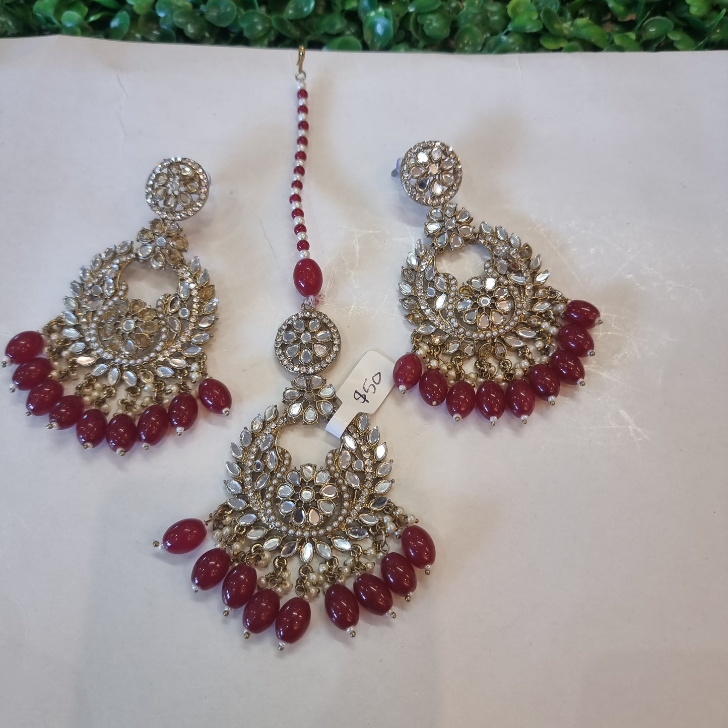 Beautiful designer mirror earrings tikkah