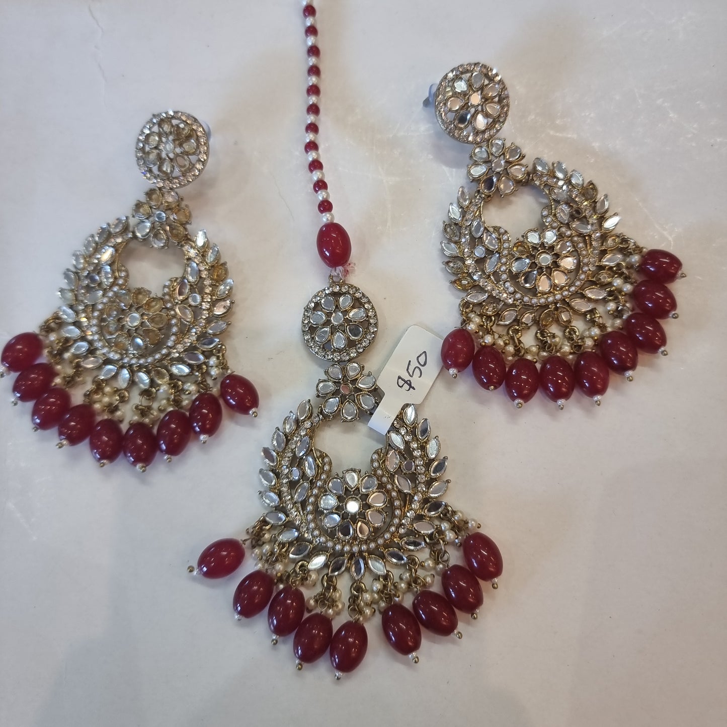 Beautiful designer mirror earrings tikkah