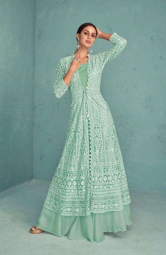 Beautiful designer readymade anarkali suit  with shrug/jacket