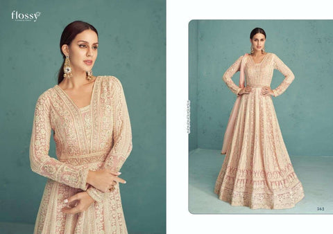Beautiful designer gown style anarkali suit with lucknowi work suit