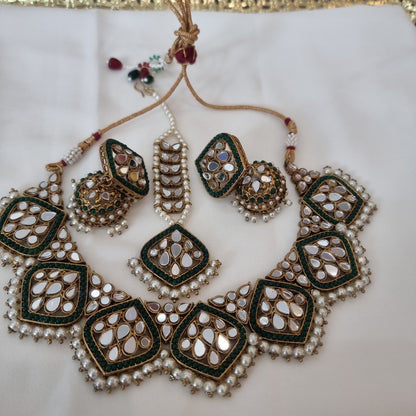 Beautiful deisgner mirror work necklace set