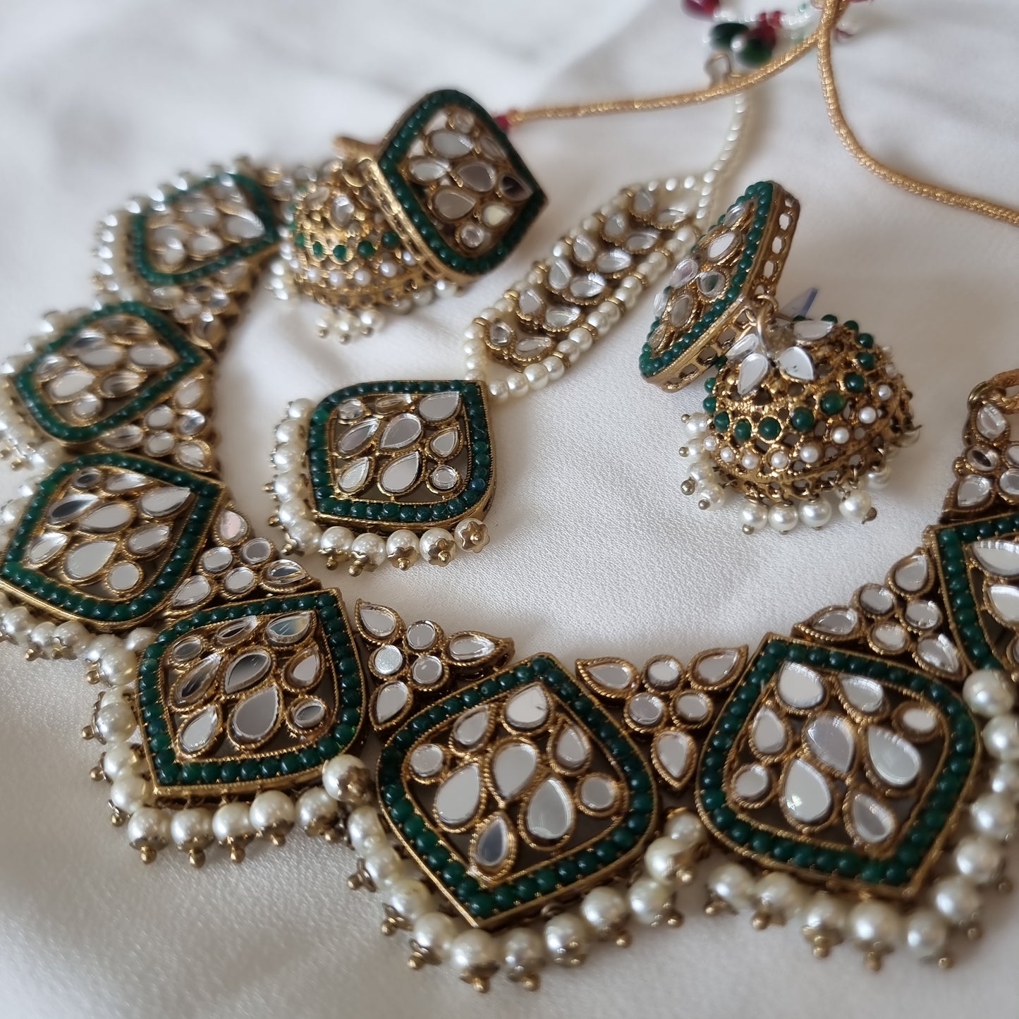 Beautiful deisgner mirror work necklace set