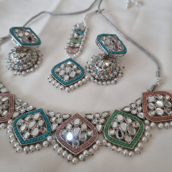 Beautiful deisgner mirror work necklace set