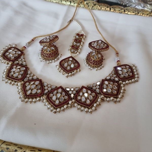 Beautiful deisgner mirror work necklace set