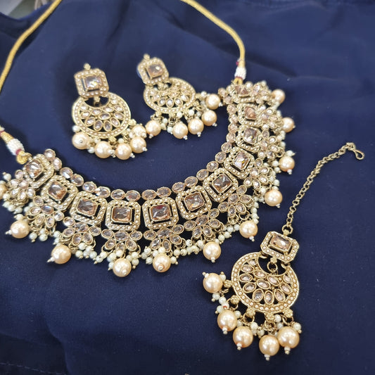 Beautiful designer polki necklace set