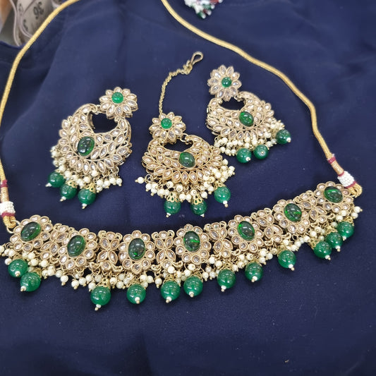 Beautiful designer polki necklace set