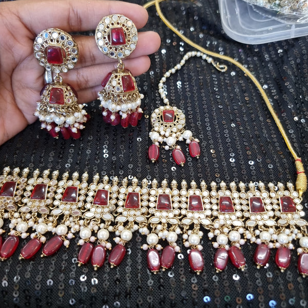 Beautiful designer mirror necklace set