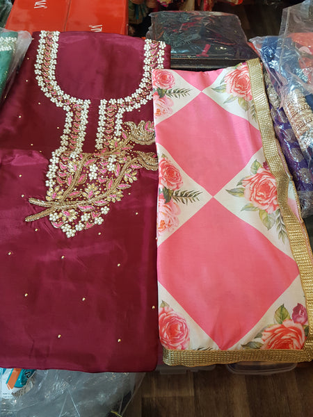 Beautiful designer unstiched suit with printed duppatta