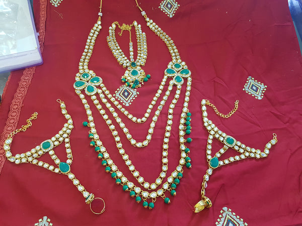 Beautiful designer  long necklace with hand sets and Martha patti