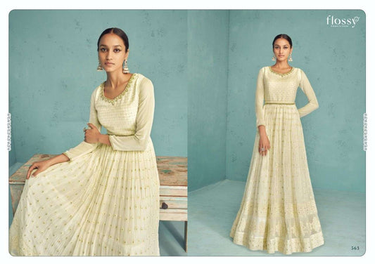 Beautiful designer anarkhali suit with lucknowi suit