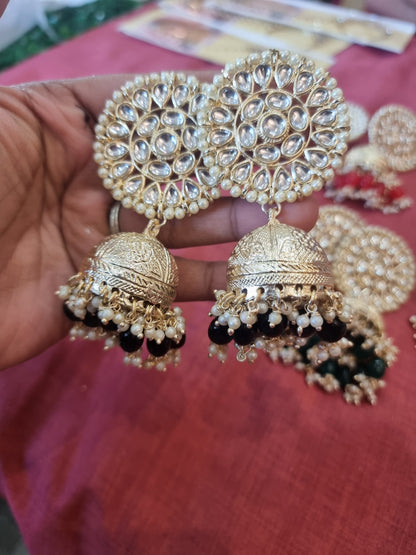 Beautiful designer Kundan jhumkas