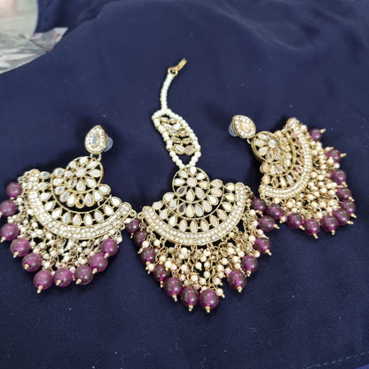 Beautiful designer mirror earing tikkah