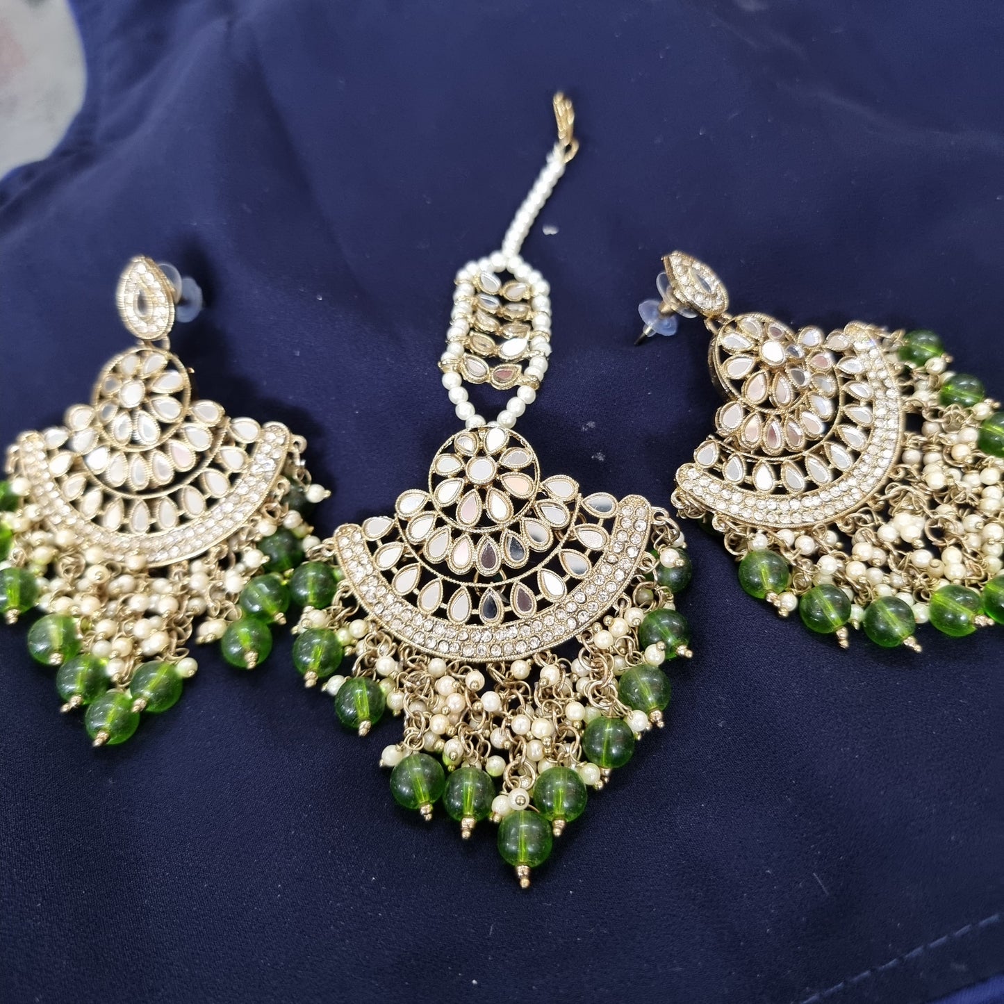 Beautiful designer mirror earing tikkah