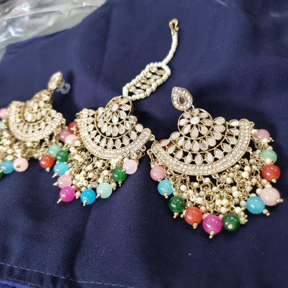 Beautiful designer mirror earing tikkah