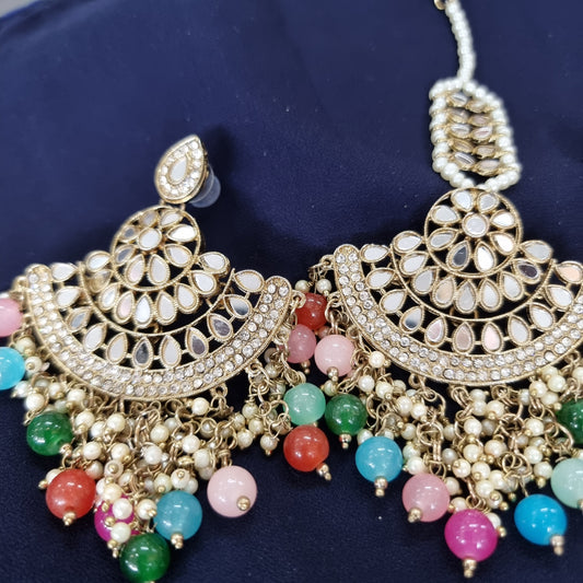 Beautiful designer mirror earing tikkah