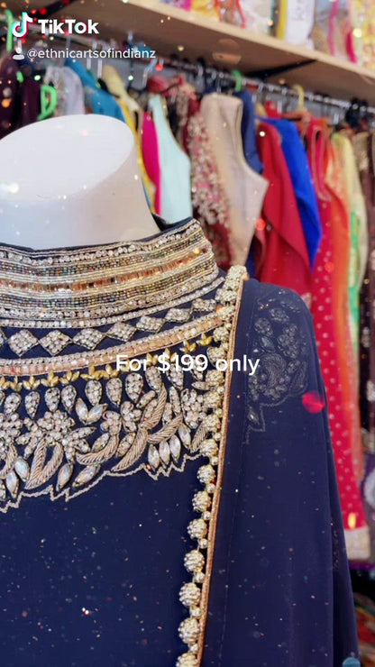 Beautiful designer gorgrette long top lengha