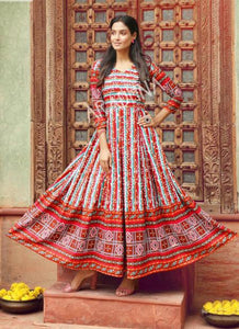 Beautiful designer cotton long flare kurti
