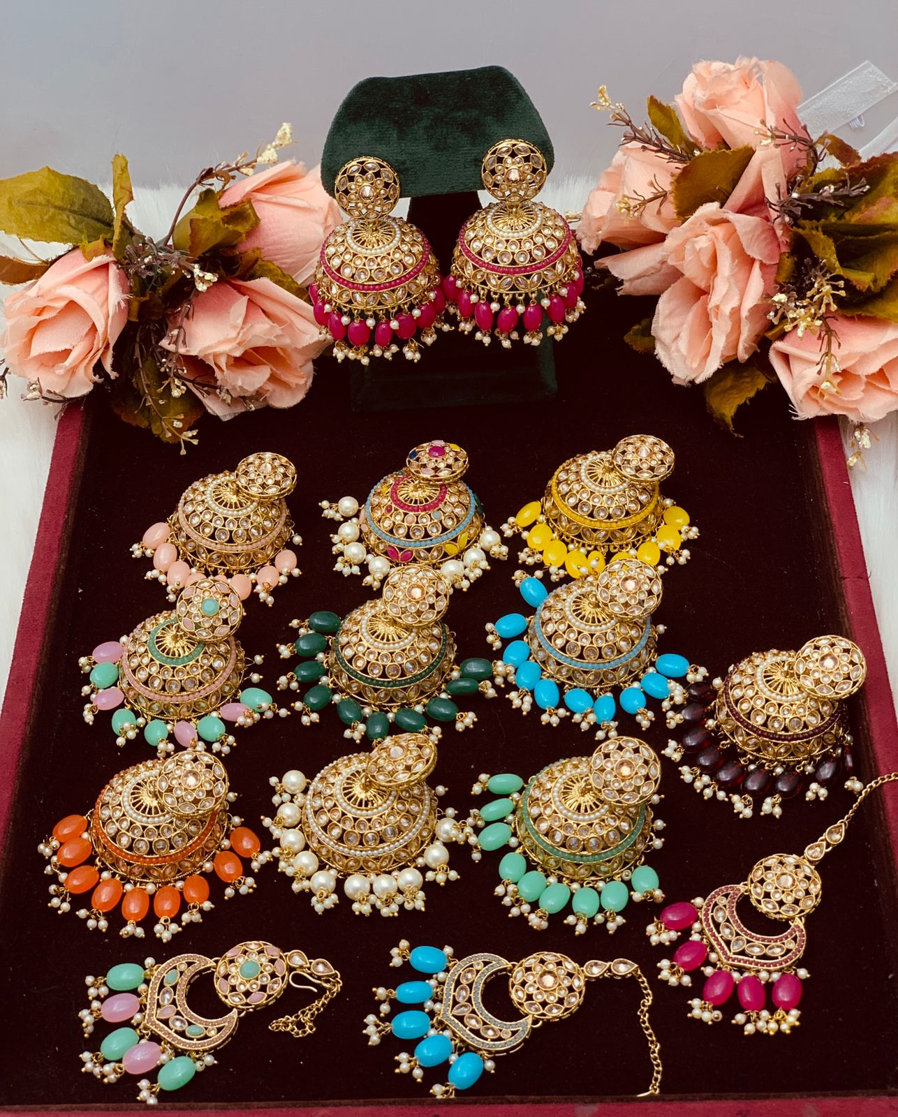 Beautiful designer jhumki earing with tikkah